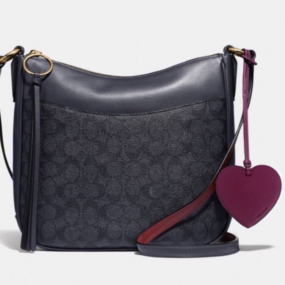 COACH • Plum Heart Bag Ornament Accessory Add On FOB Hangtag Charm - Picture 3 of 3